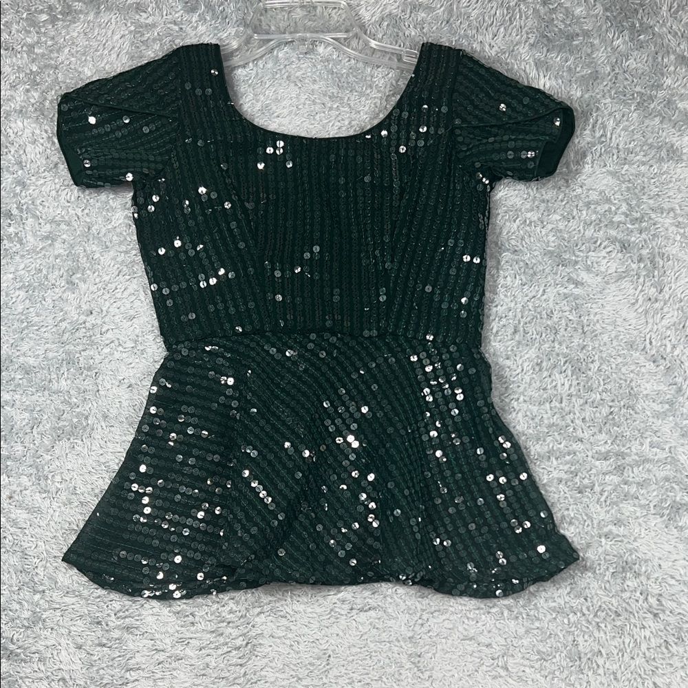 Dark Green Sequin Top